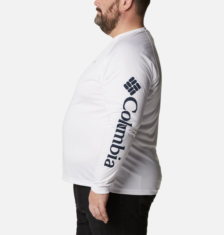 Men's Columbia Fork Stream Long Sleeve Sweatshirts White | Plus Size CA-EC861